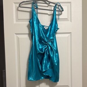 Superdown Blue Metallic mini dress